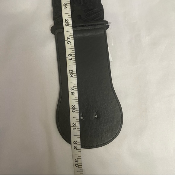 Black elastic waistband belt with gold tone buckle - Picture 6 of 10